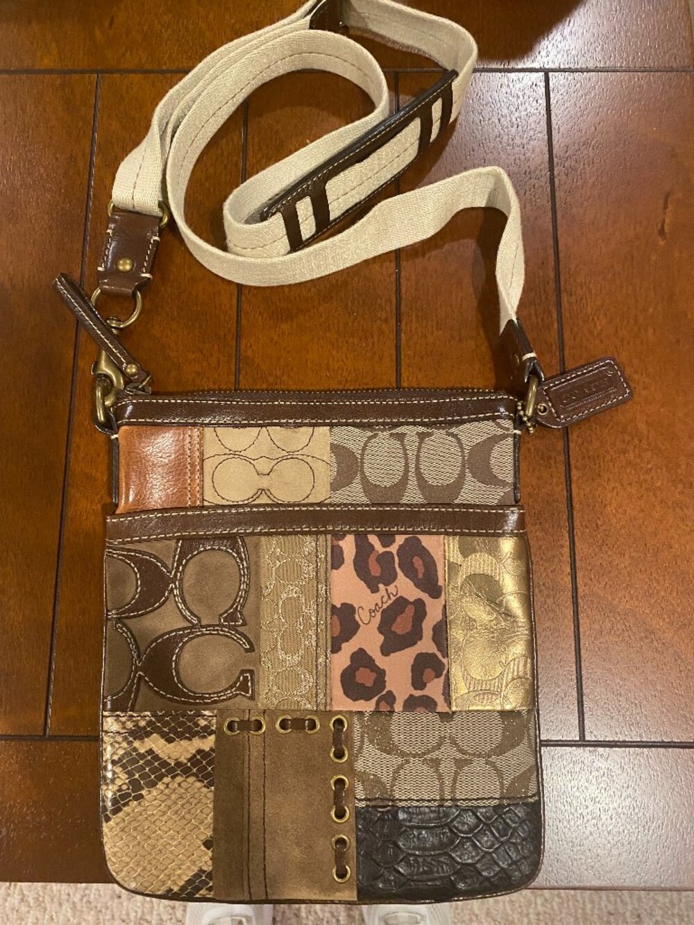 Vintage Coach Y2K Patchwork Animal Print Crossbody Swingpack Bag #40915